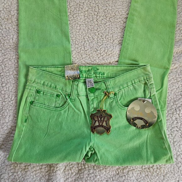 Rogue Jeans Slim Fit Green Denim Pants 9/29 Cotton & Spandex Y2K Retro - Picture 5 of 7